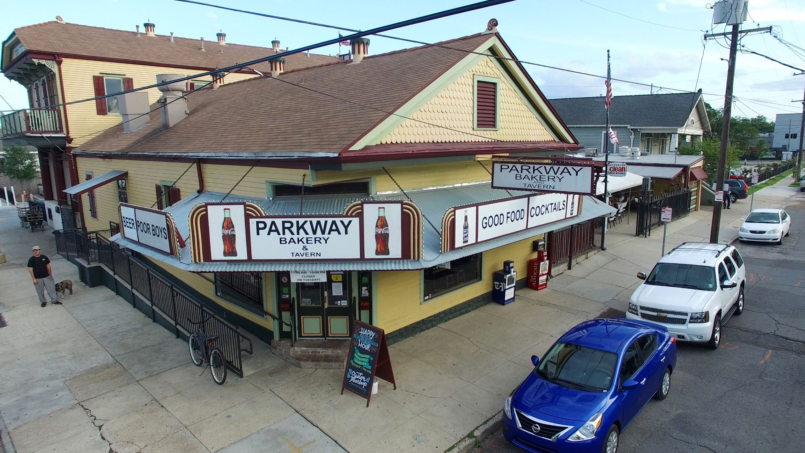 Aerial view of Parkway Bakery & Tavern, host of the Throwdown for the Future, in New Orleans